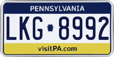PA license plate LKG8992
