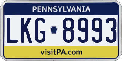 PA license plate LKG8993