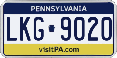 PA license plate LKG9020