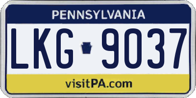 PA license plate LKG9037