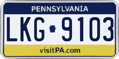 PA license plate LKG9103
