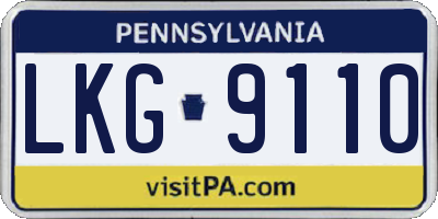PA license plate LKG9110