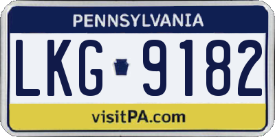 PA license plate LKG9182
