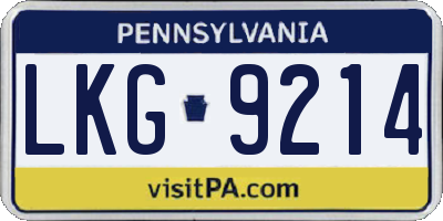 PA license plate LKG9214