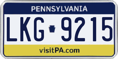 PA license plate LKG9215