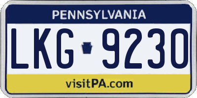 PA license plate LKG9230
