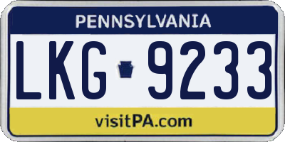 PA license plate LKG9233