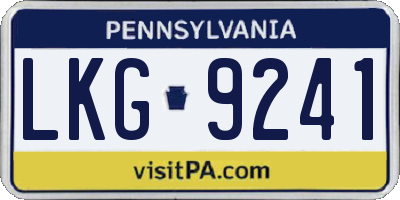 PA license plate LKG9241