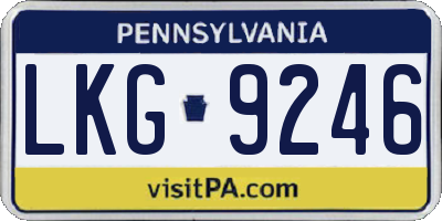 PA license plate LKG9246