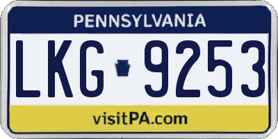 PA license plate LKG9253
