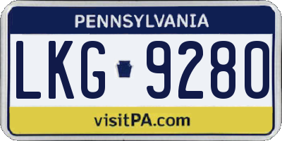PA license plate LKG9280
