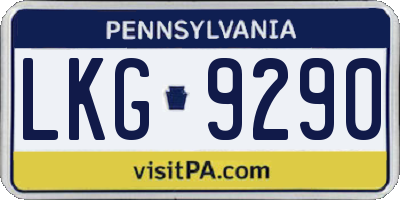 PA license plate LKG9290
