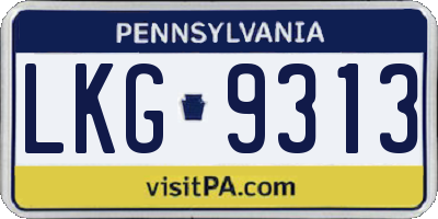 PA license plate LKG9313