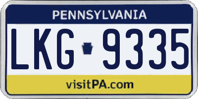 PA license plate LKG9335