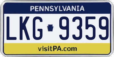 PA license plate LKG9359