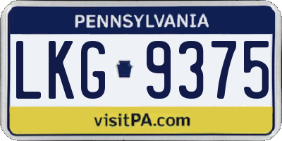 PA license plate LKG9375