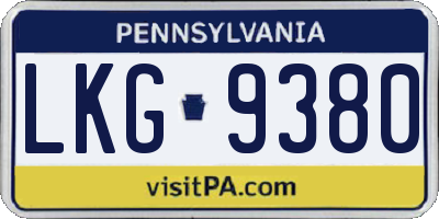PA license plate LKG9380
