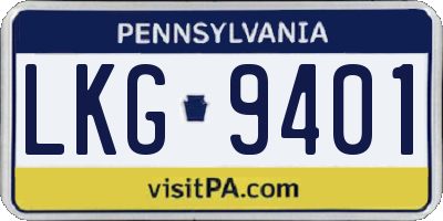 PA license plate LKG9401