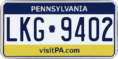 PA license plate LKG9402