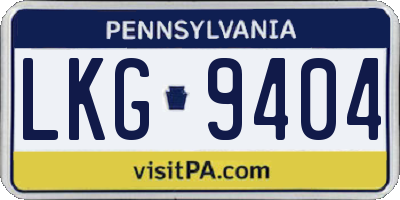 PA license plate LKG9404