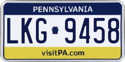 PA license plate LKG9458