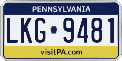 PA license plate LKG9481