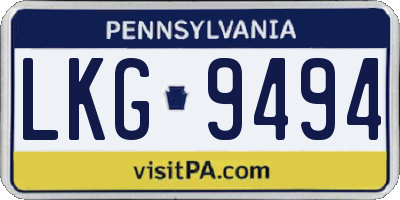 PA license plate LKG9494