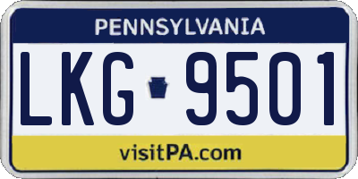 PA license plate LKG9501
