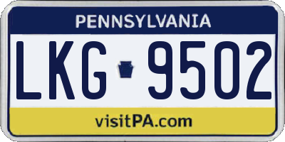 PA license plate LKG9502