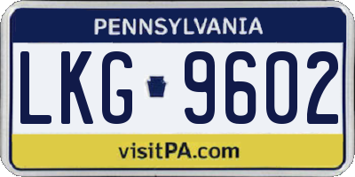 PA license plate LKG9602