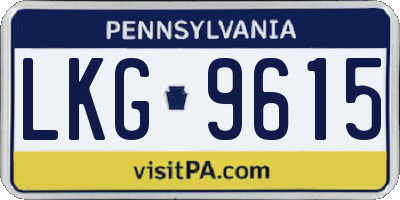 PA license plate LKG9615