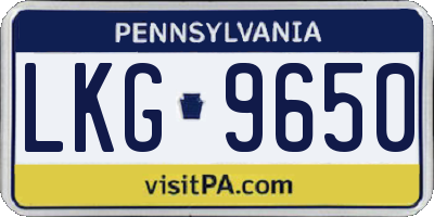PA license plate LKG9650