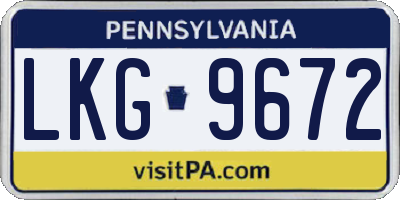 PA license plate LKG9672