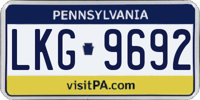 PA license plate LKG9692
