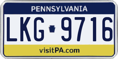 PA license plate LKG9716