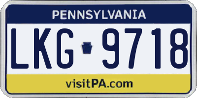 PA license plate LKG9718