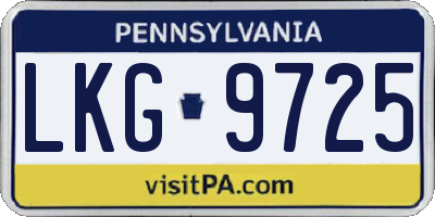 PA license plate LKG9725