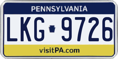 PA license plate LKG9726