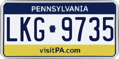 PA license plate LKG9735