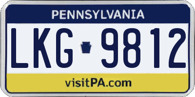 PA license plate LKG9812