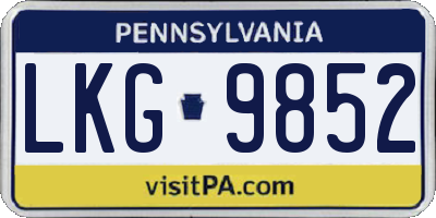 PA license plate LKG9852