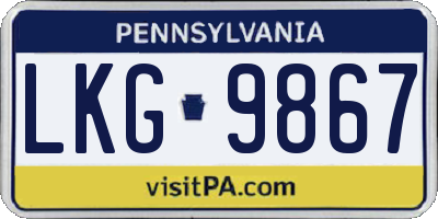 PA license plate LKG9867