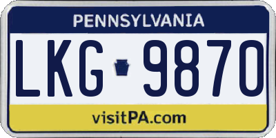 PA license plate LKG9870