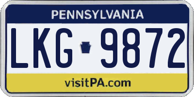 PA license plate LKG9872
