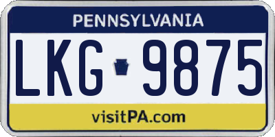 PA license plate LKG9875