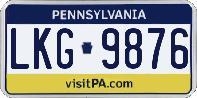 PA license plate LKG9876