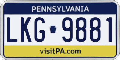 PA license plate LKG9881
