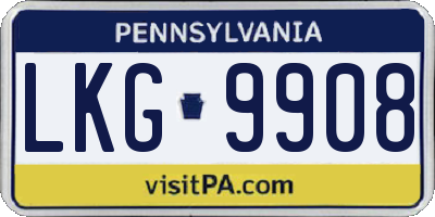PA license plate LKG9908