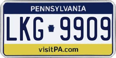 PA license plate LKG9909