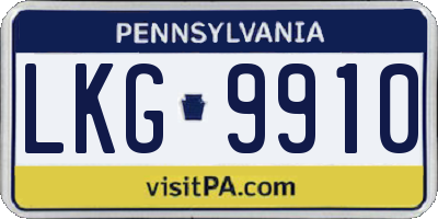 PA license plate LKG9910